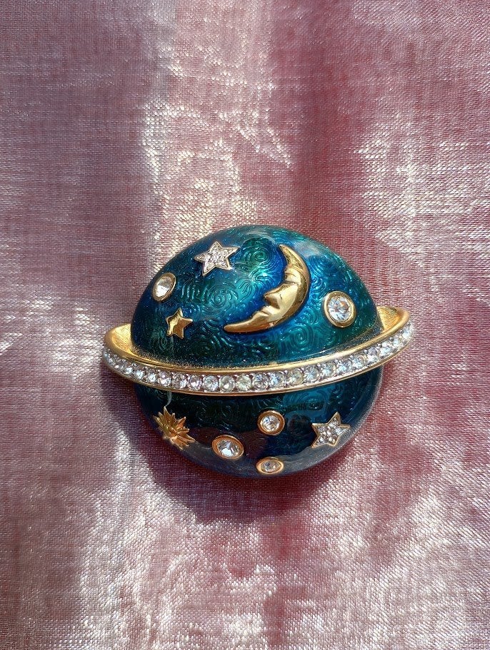 Broche Swarovski Saturn avec lune et étoiles, Enlèvement ou Envoi, Neuf