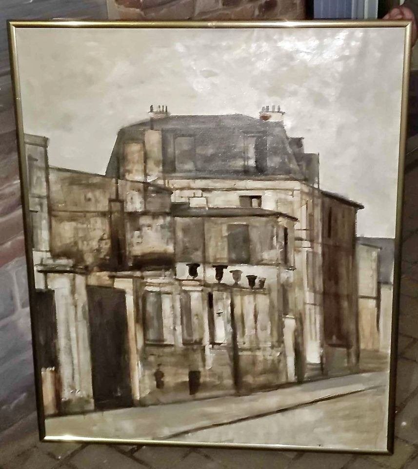 Huile sur toile bâtiment signe jan goedhart, Enlèvement, Toile