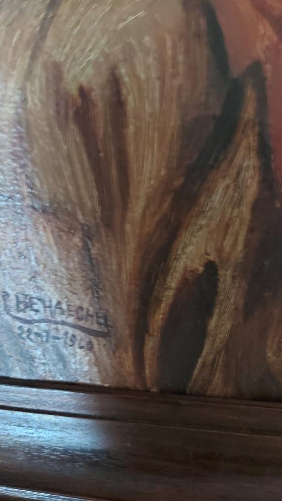 Olieverf schilderij .47op40 visser met hoed.gesigneerd.zie.f, Antiek en Kunst, Ophalen