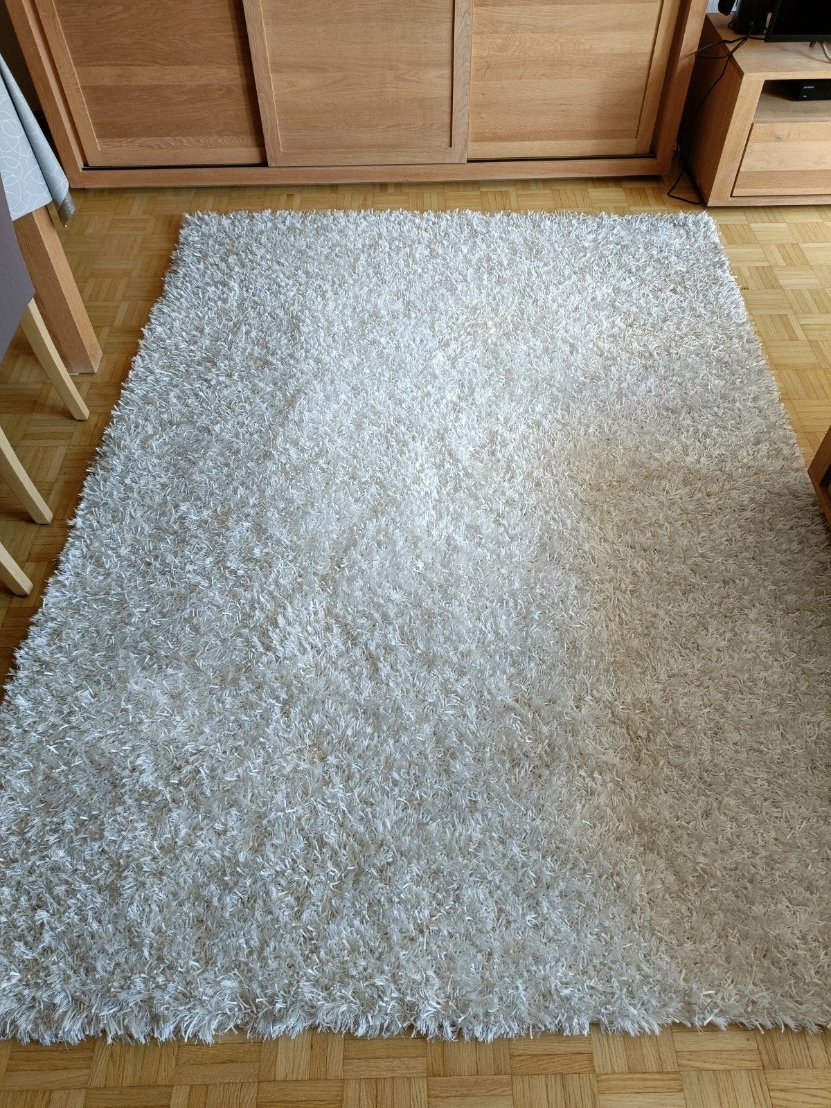 Tapis 165 x 230 crème à poils longs, Maison & Meubles, Enlèvement, Blanc
