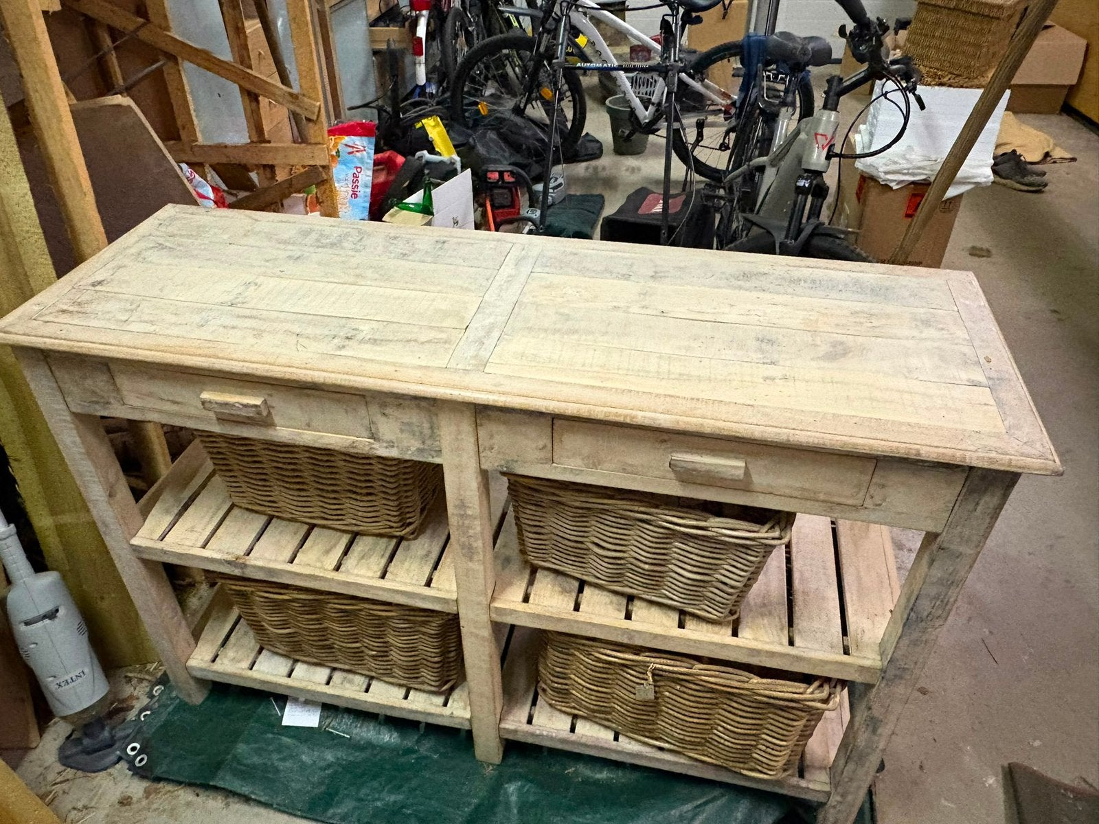 Console bois cérusé blanc, Maison & Meubles, Enlèvement, Comme neuf