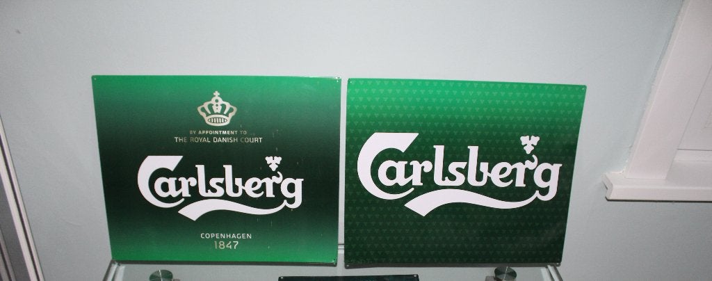 Carlsberg emmers - plateau's - toogmatjes - reclameborden, Ophalen, Gebruikt, Reclamebord, Plaat of Schild, Overige merken