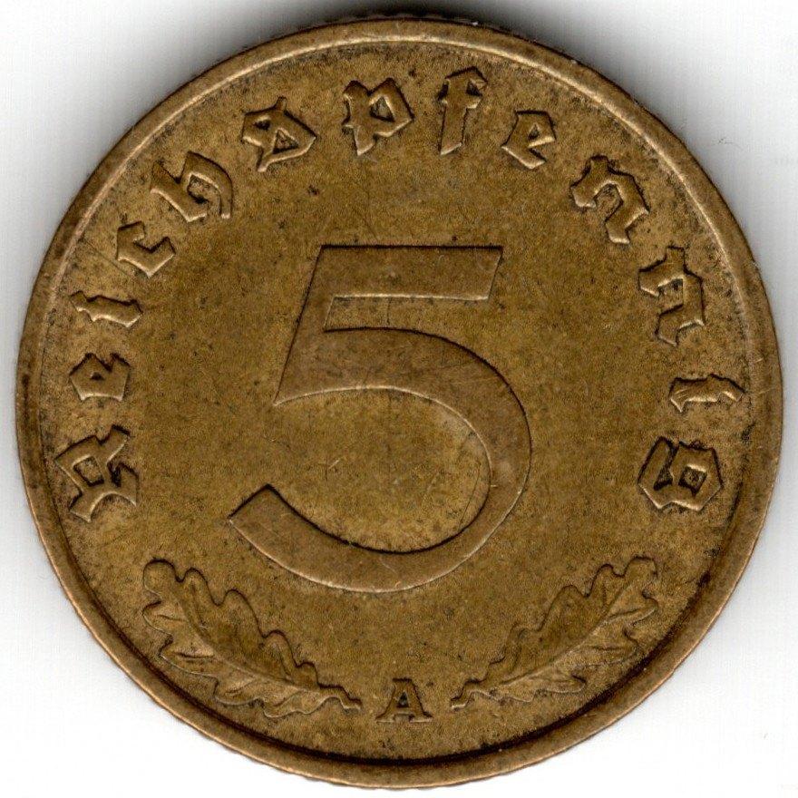 Duitsland : 5 Reichspfennig 1937 A KM#91 Ref 16640, Postzegels en Munten, Munten | Europa | Niet-Euromunten, Ophalen of Verzenden