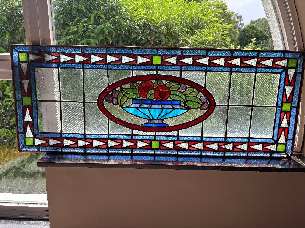 Prachtig antiek glas-in-lood raam, Ophalen