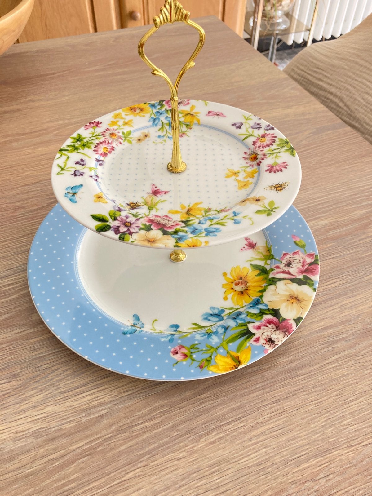 2-laags etagere uit de Katie Alice English Garden collectie,, Ophalen of Verzenden, Zo goed als nieuw