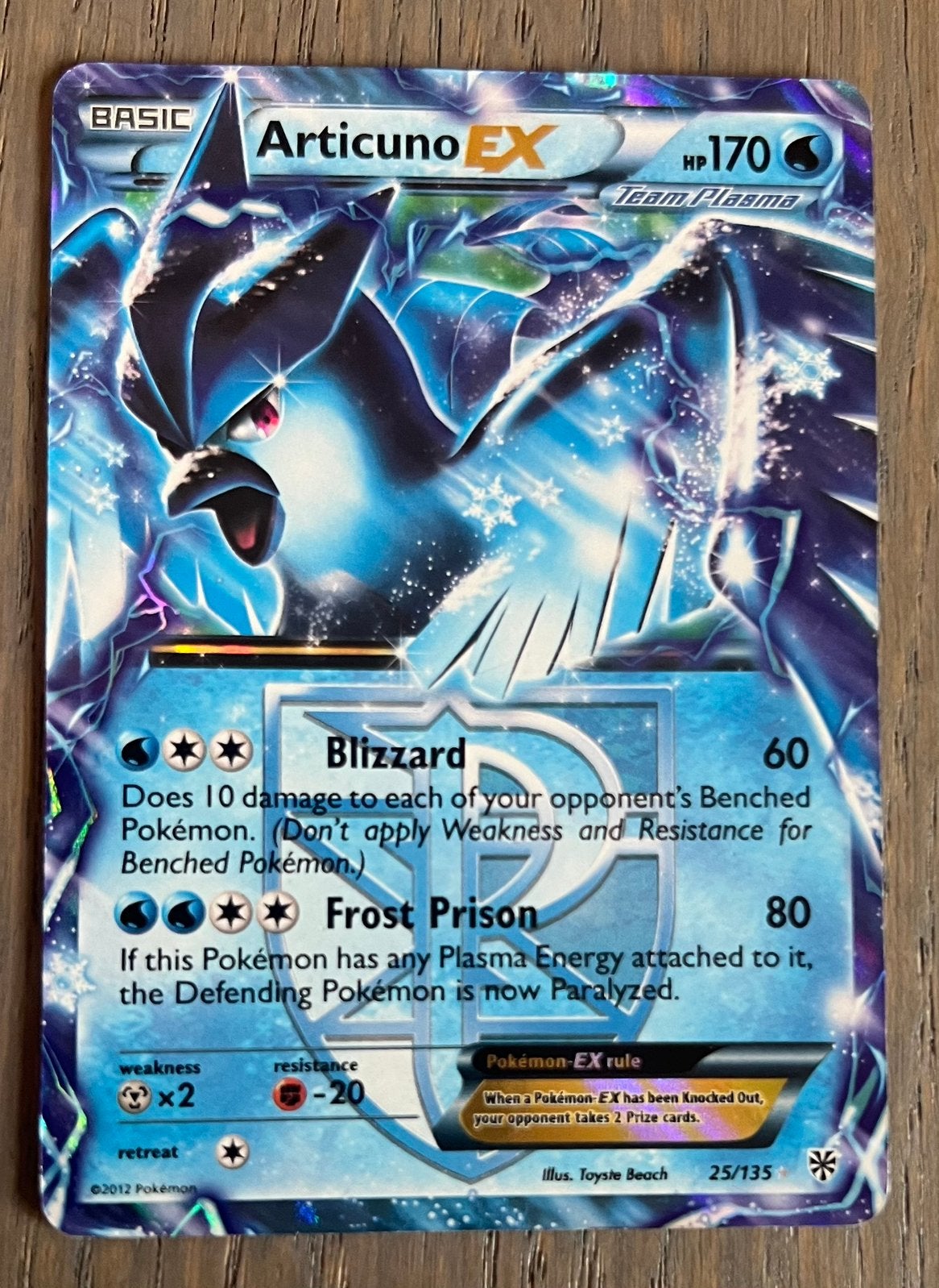 Articuno EX Pokémon Kaart - Team Plasma 25/135, Verzenden, Zo goed als nieuw, Losse kaart, Foil