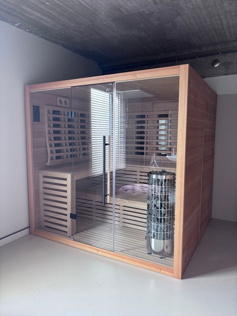 Sauna Combi Deluxe voor 6 personen, Ophalen, Zo goed als nieuw, Fins of Traditioneel, Complete sauna