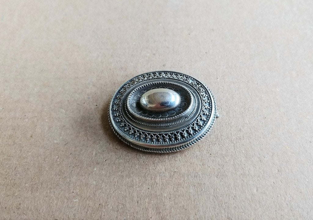 Belle epoque Filligrein broche zilver SALE, Ophalen, 4 tot 7 cm, Gebruikt, Met parel