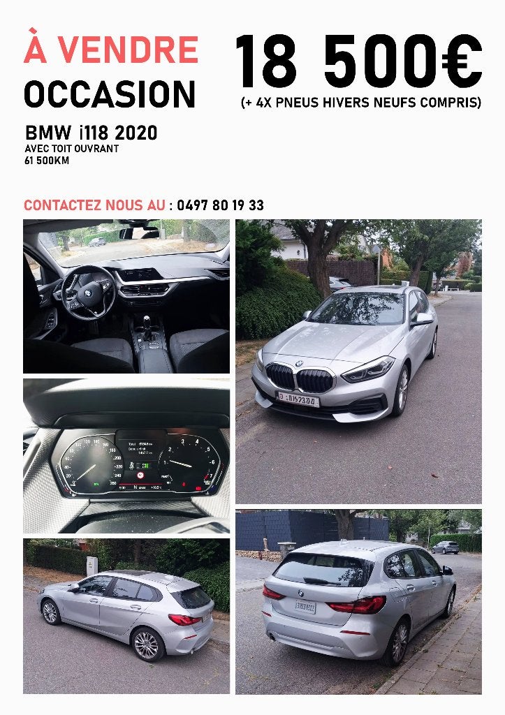 BMW 118i, Argent ou Gris, Achat, Euro 6, Boîte manuelle