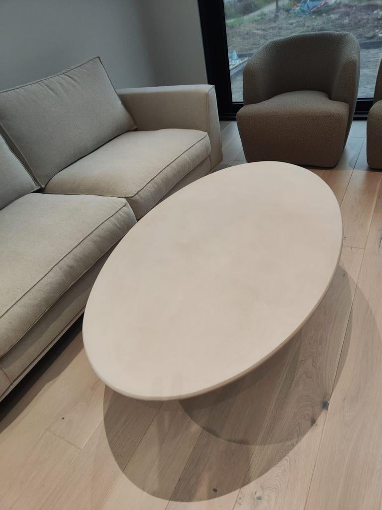 Design salon tafel – microtopping / mortex – NIEUW, Maison & Meubles, Tables | Tables de salon, Enlèvement, Neuf, Ovale