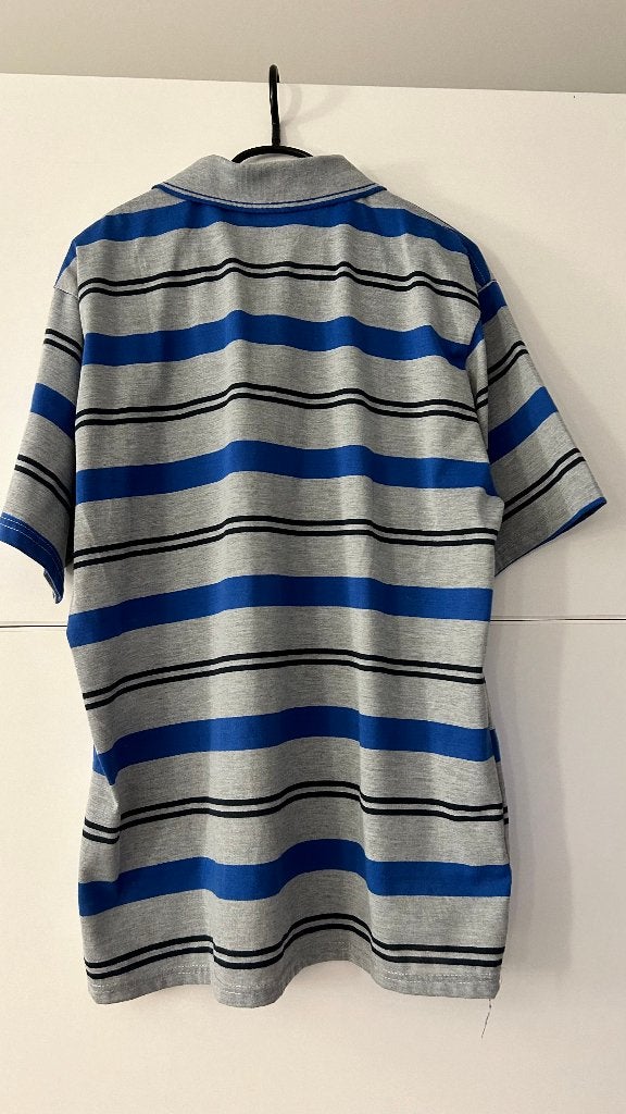 Lanzans polo met blauw-grijze strepen, Kleding | Heren, Lanzans, Shirt, Ophalen of Verzenden, Zo goed als nieuw