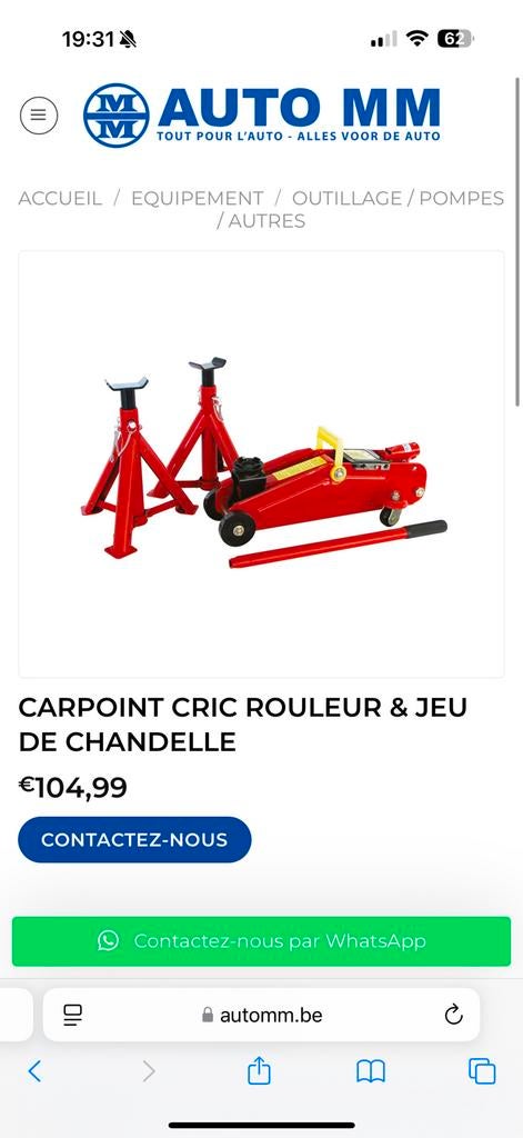 CRIC 2 TONNES NEUF AVEC CHANDELLES 3 T POUR 60€!, Autos : Divers, Prises, Enlèvement, Neuf, Manuel, Cric de garage