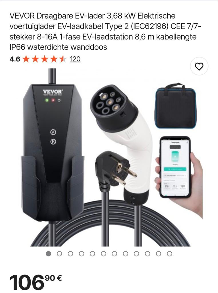 Nieuwe laadkabel voor elektrische wagen, stopcontact (230v), Enlèvement, Câble de charge