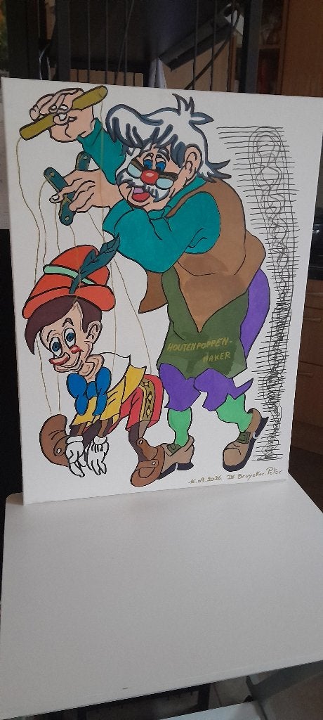 hand getekend  strip figuren op doek, Enlèvement ou Envoi, Neuf