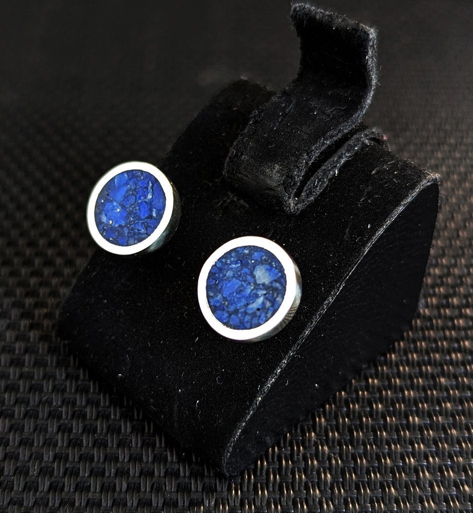 Prachtige ronde zilveren oorbellen met lapis lazuli, Verzenden, Nieuw, Met edelsteen, Knopjes of Stekers