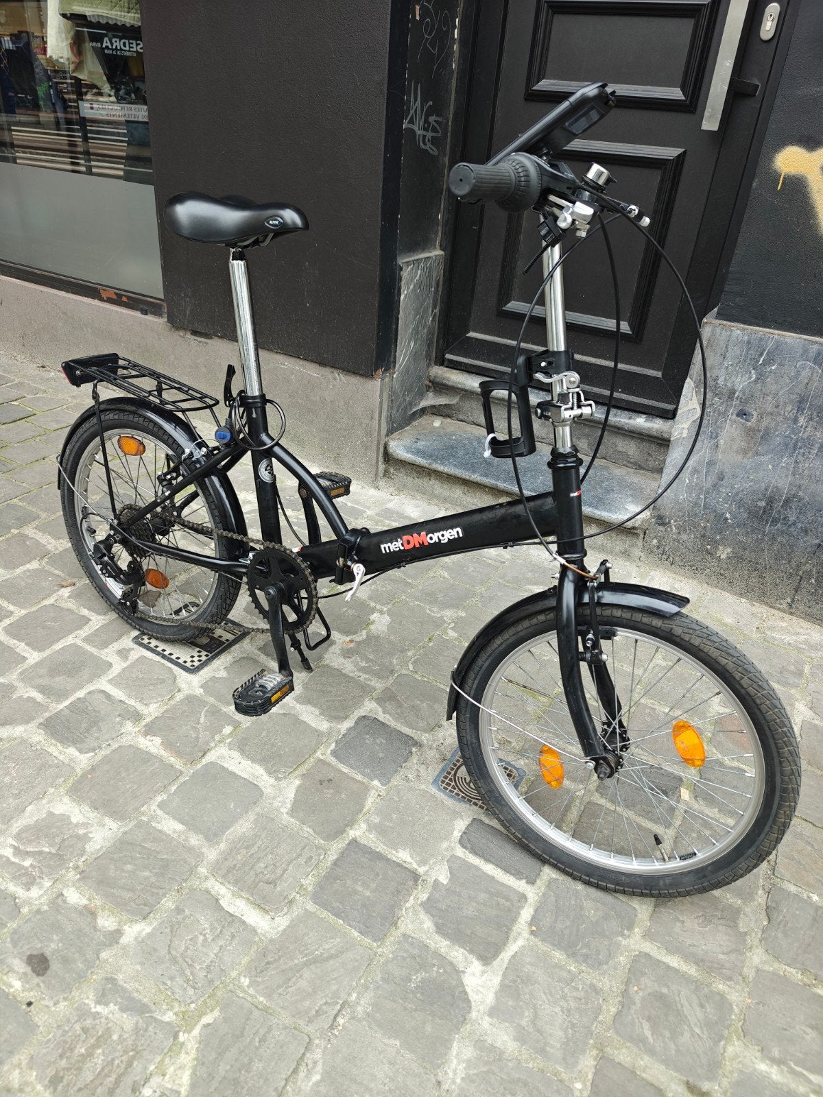Vélo pliant noir "met De Morgen"  Tout équipé avec vitesses, Vélos & Vélomoteurs, Enlèvement, Vitesses