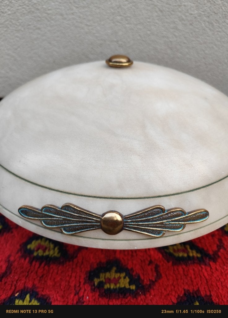 Art deco plafondlamp, Ophalen, Overige materialen, Zo goed als nieuw, Wit