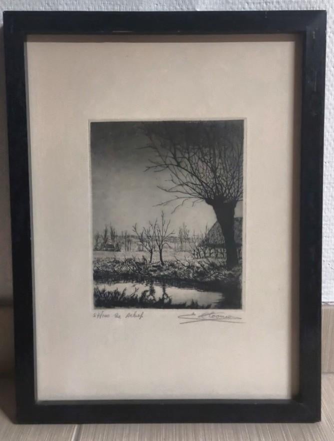 emil cooman, Encadré, 1950 - 1999, Paysage, Gravure