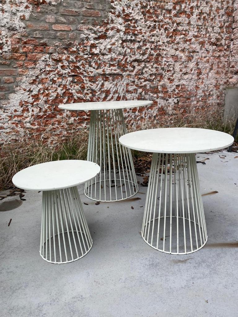 3 bistrot bijzettafels Serax Garbo - Antonino Sciortino, Minder dan 55 cm, Gebruikt, Metaal of Aluminium, Vintage modern