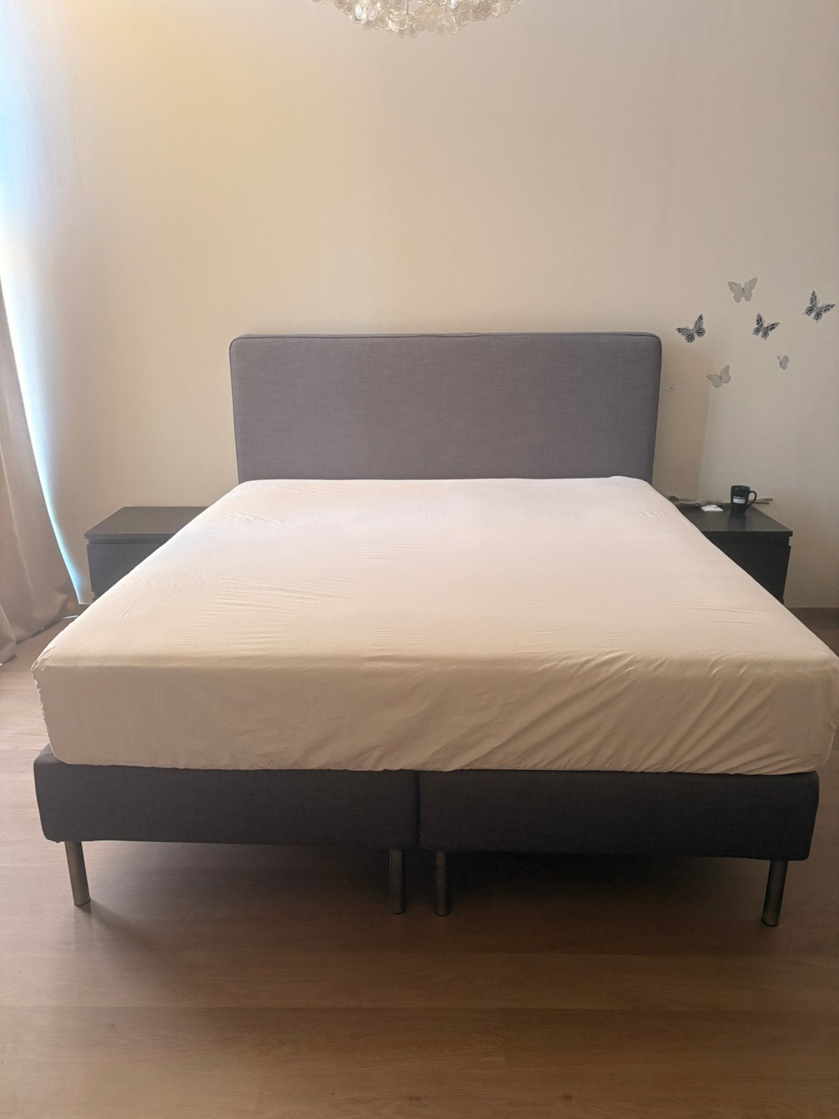Boxspring 180x200 van IKEA zonder matras, Ophalen, Tweepersoons, Zo goed als nieuw, 180 cm