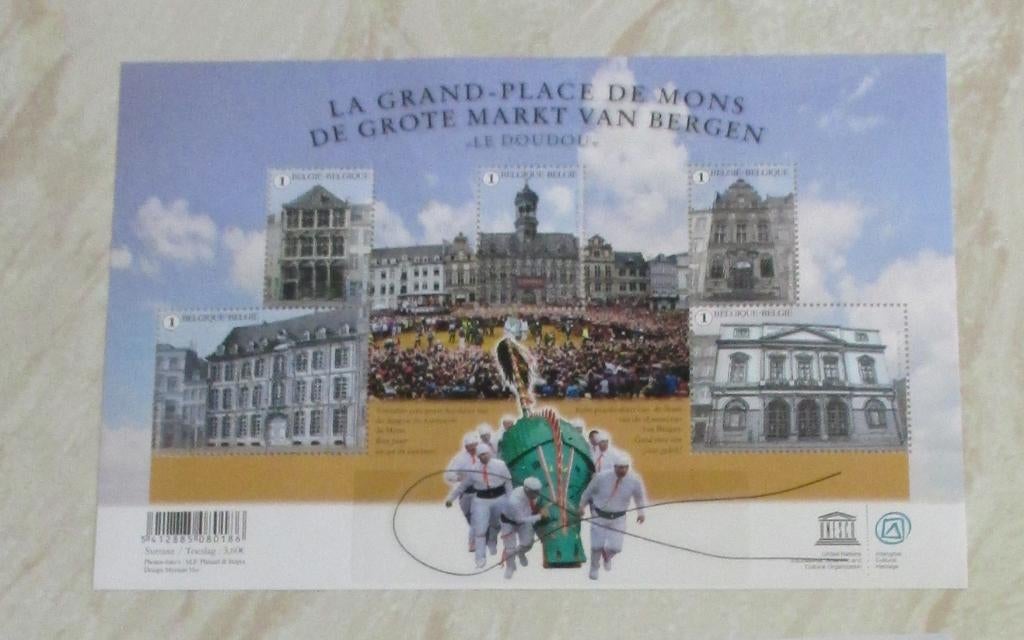 1 blok B228 de grote markt van bergen, Sans timbre, Enlèvement ou Envoi, Non oblitéré, Timbre-poste