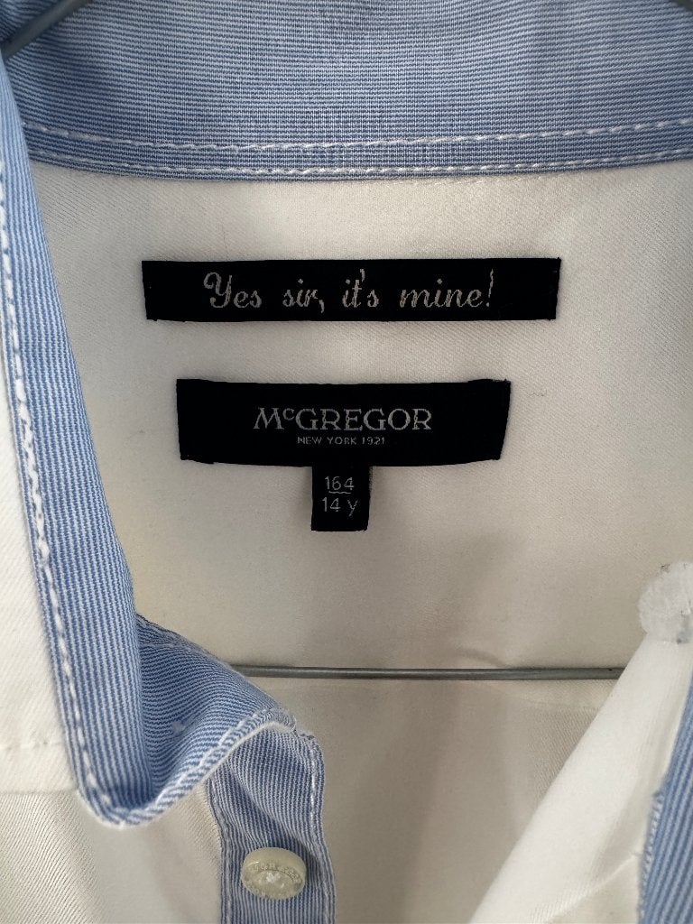 Wit hemdje McGregor - 164 - 14y, Kinderen en Baby's, McGregor, Overhemd of Blouse, Ophalen of Verzenden, Zo goed als nieuw