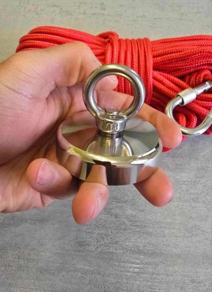Aimant puissant de 200 kg , corde de 20 m et harnais, Enlèvement, Neuf