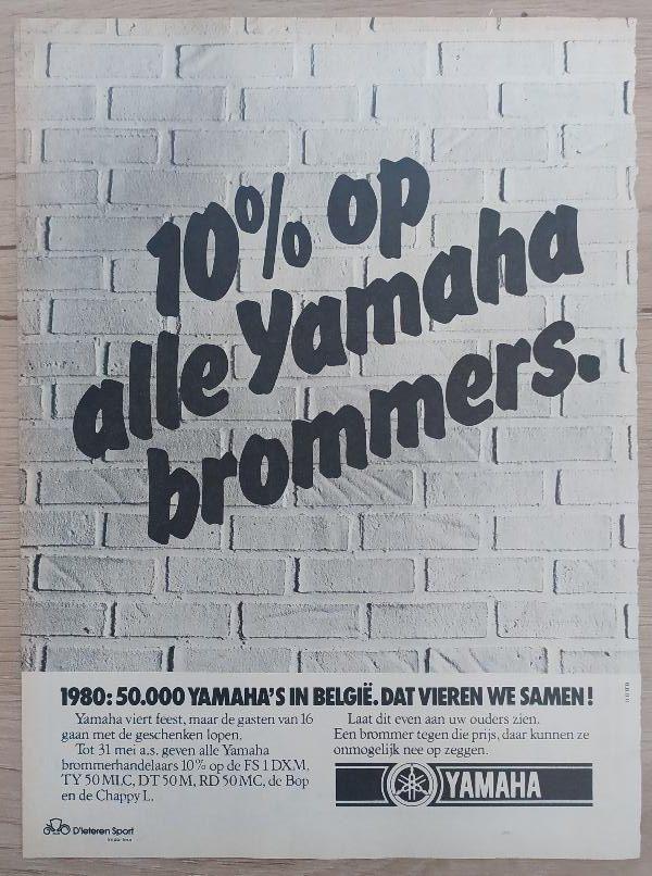 papieren advertentie Yamaha bromfietsen, Ophalen of Verzenden
