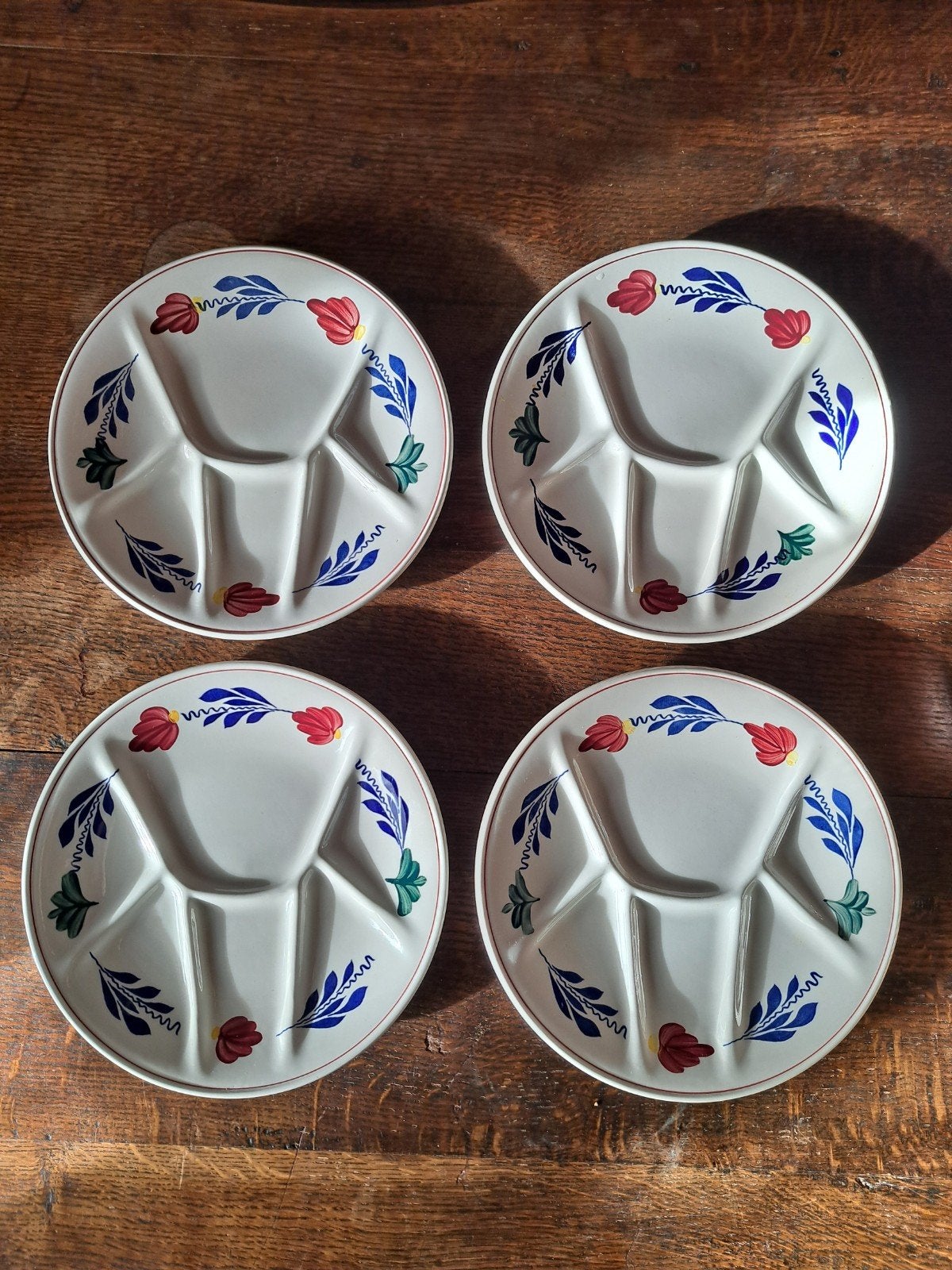 4 fondueborden Boch Boerenbond, Ophalen of Verzenden, Vintage, Bord(en)