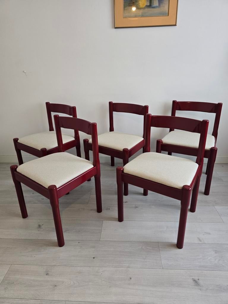 Vintage design vico magistretti voor cassina (carimate), Rouge, Enlèvement, Cinq, Six Chaises ou plus, Tissus