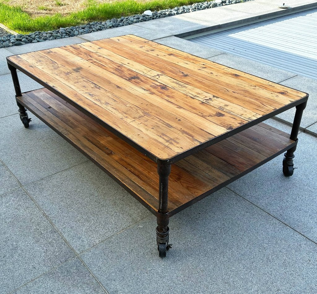 Salontafel met industriële look, Ophalen, 100 tot 150 cm, 50 tot 100 cm, Zo goed als nieuw
