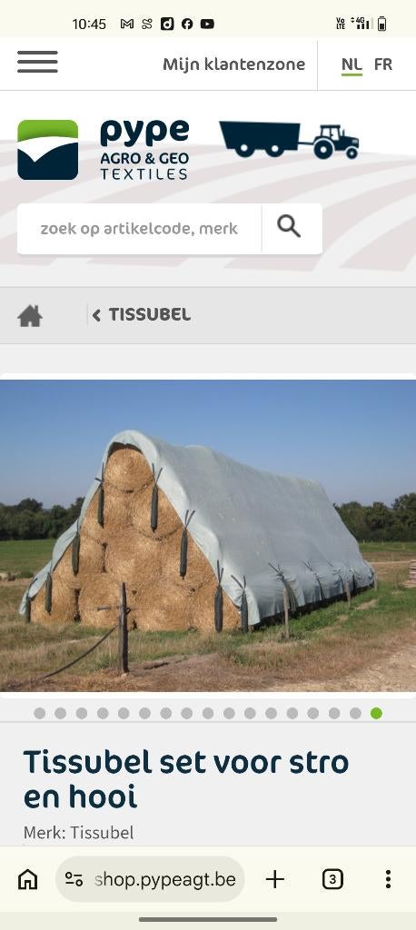 Tissubel afdekvlies voor hooi en stro, Zakelijke goederen, Landbouw | Veevoer, Ophalen