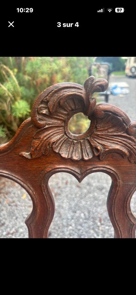 5 eikenhouten eetkamerstoelen in Louis XV-stijl, Ophalen