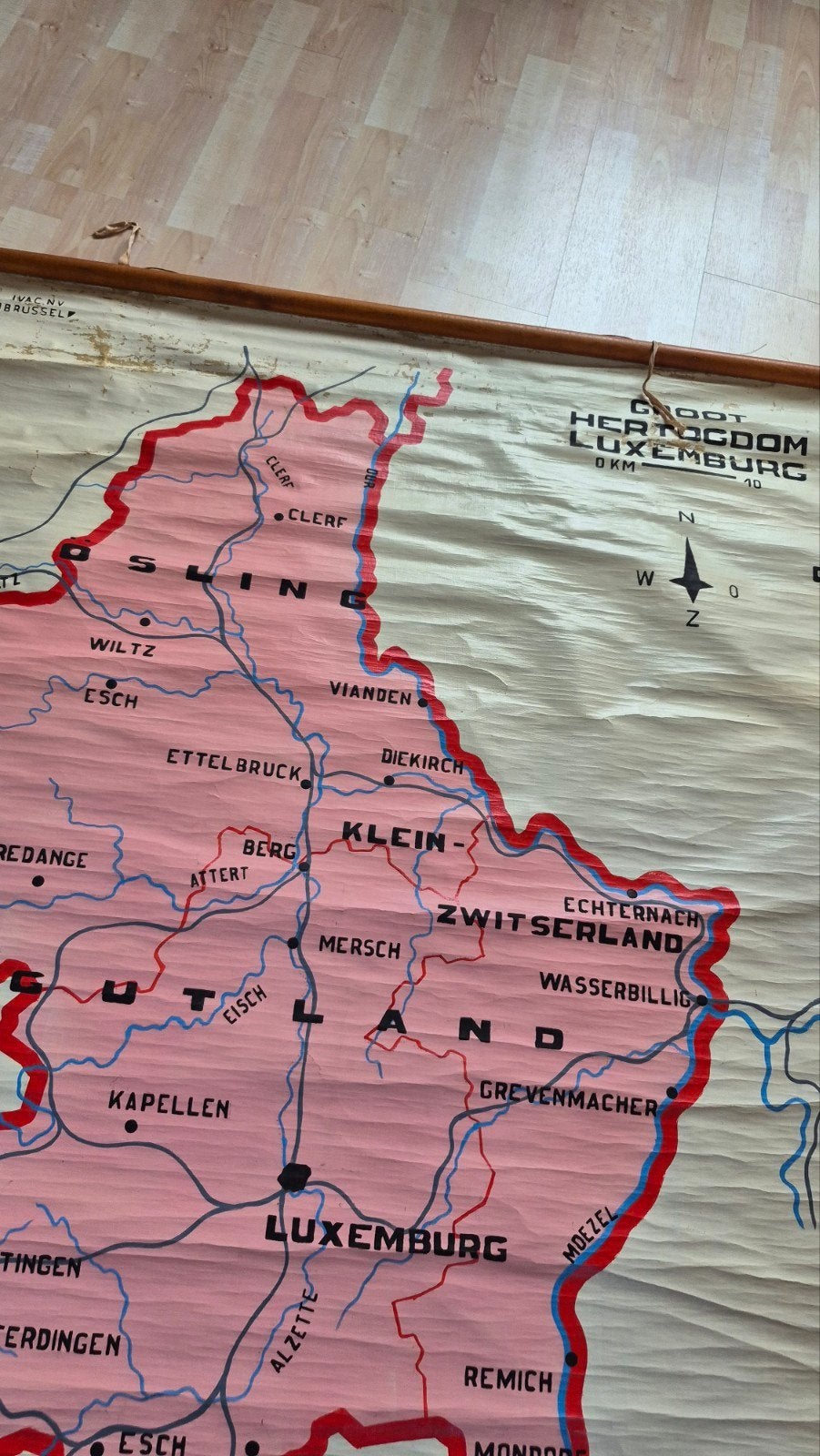 Carte scolaire vintage rare Luxembourg — IVAC NV Brussels, Enlèvement