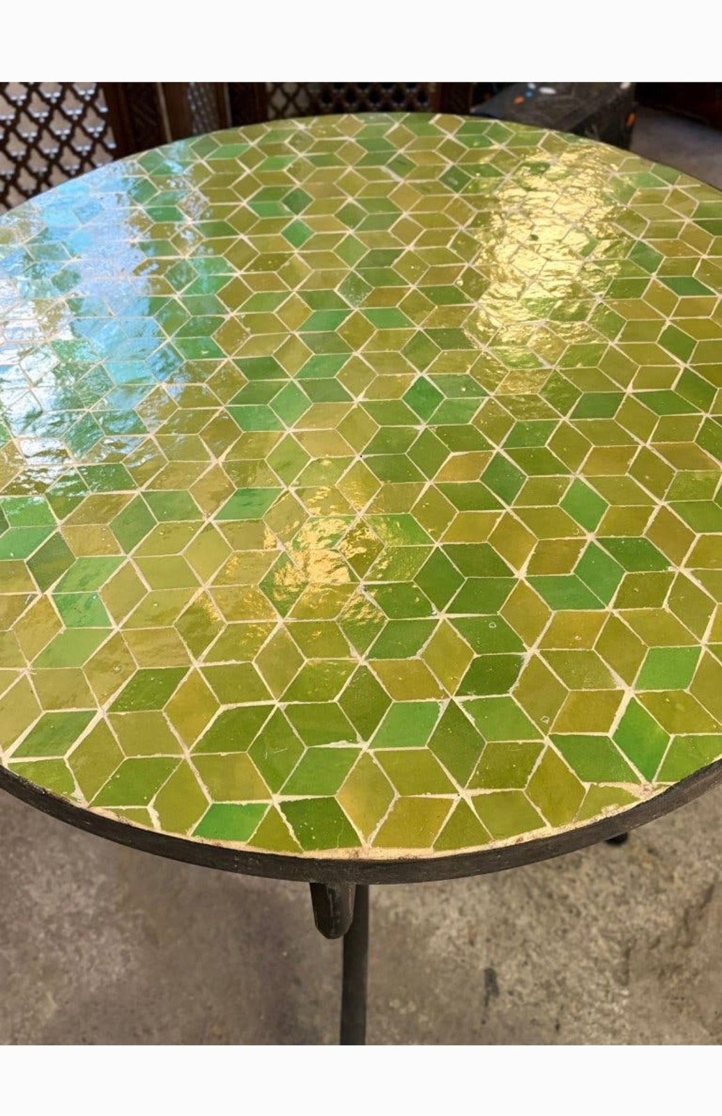 Table en mosaïque vert olive Marrakech, Enlèvement ou Envoi, Comme neuf