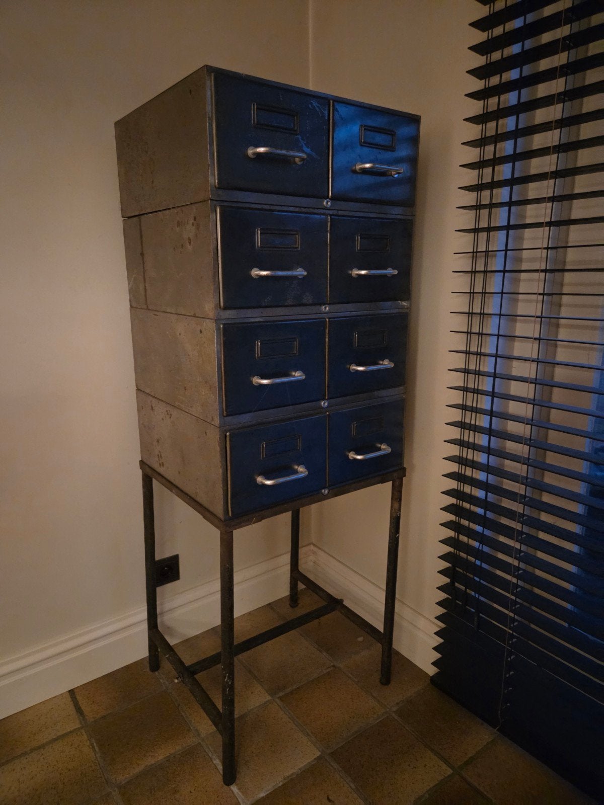 Vintage metalen fichebak, Huis en Inrichting, Kasten | Lockerkasten, Ophalen, Gebruikt, Vintage