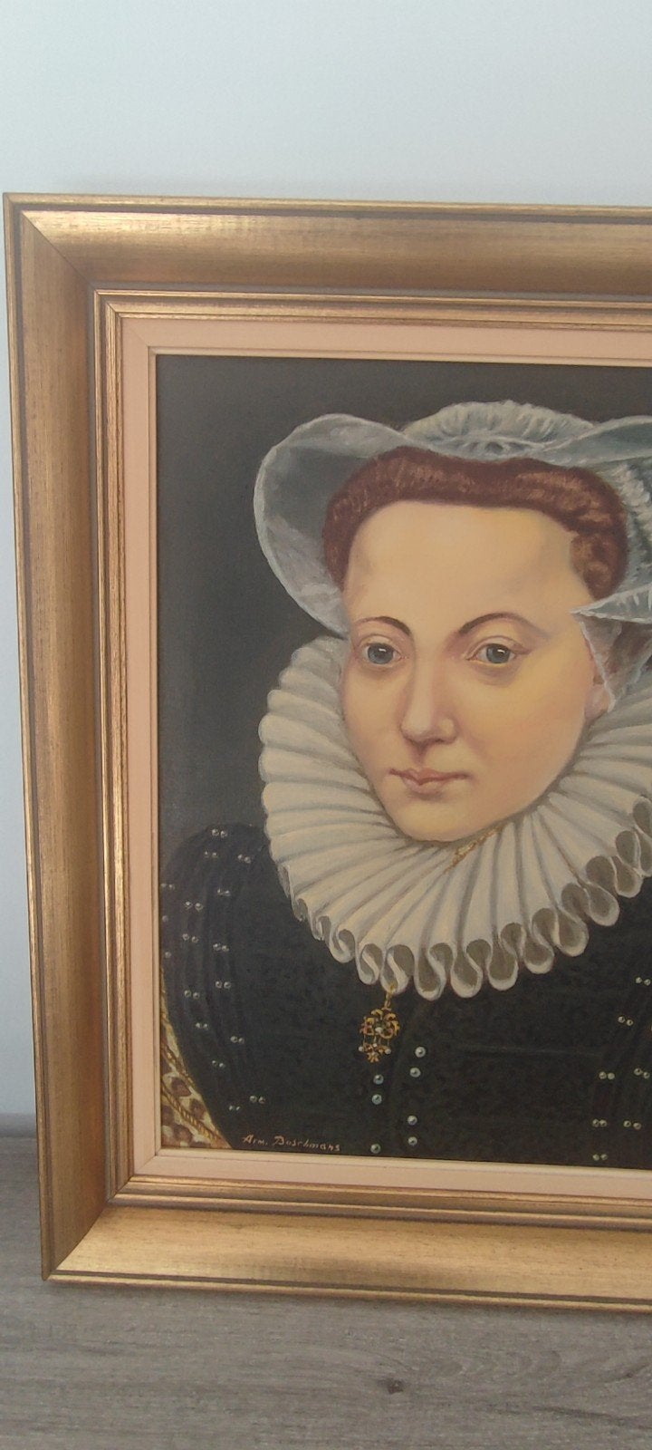 Portret Een elegante jongedame gesigneerd, Antiek en Kunst, Doek, Portret of Personen, Ophalen of Verzenden, Gesigneerd