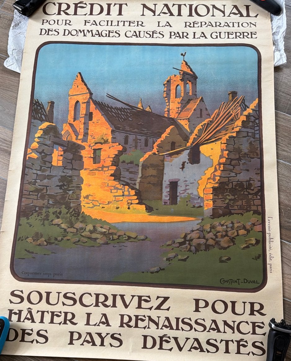 Affiche ancienne de la guerre française - Crédit National, Enlèvement ou Envoi, Rectangulaire vertical, Comme neuf, Autres sujets/thèmes