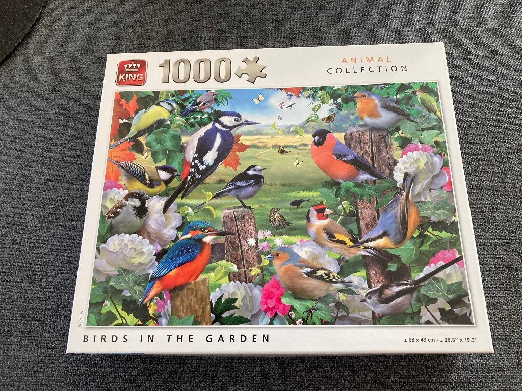 Puzzel 'Birds in the garden', merk : King, 1000 stukjes, Hobby en Vrije tijd, Ophalen of Verzenden, 500 t/m 1500 stukjes, Zo goed als nieuw
