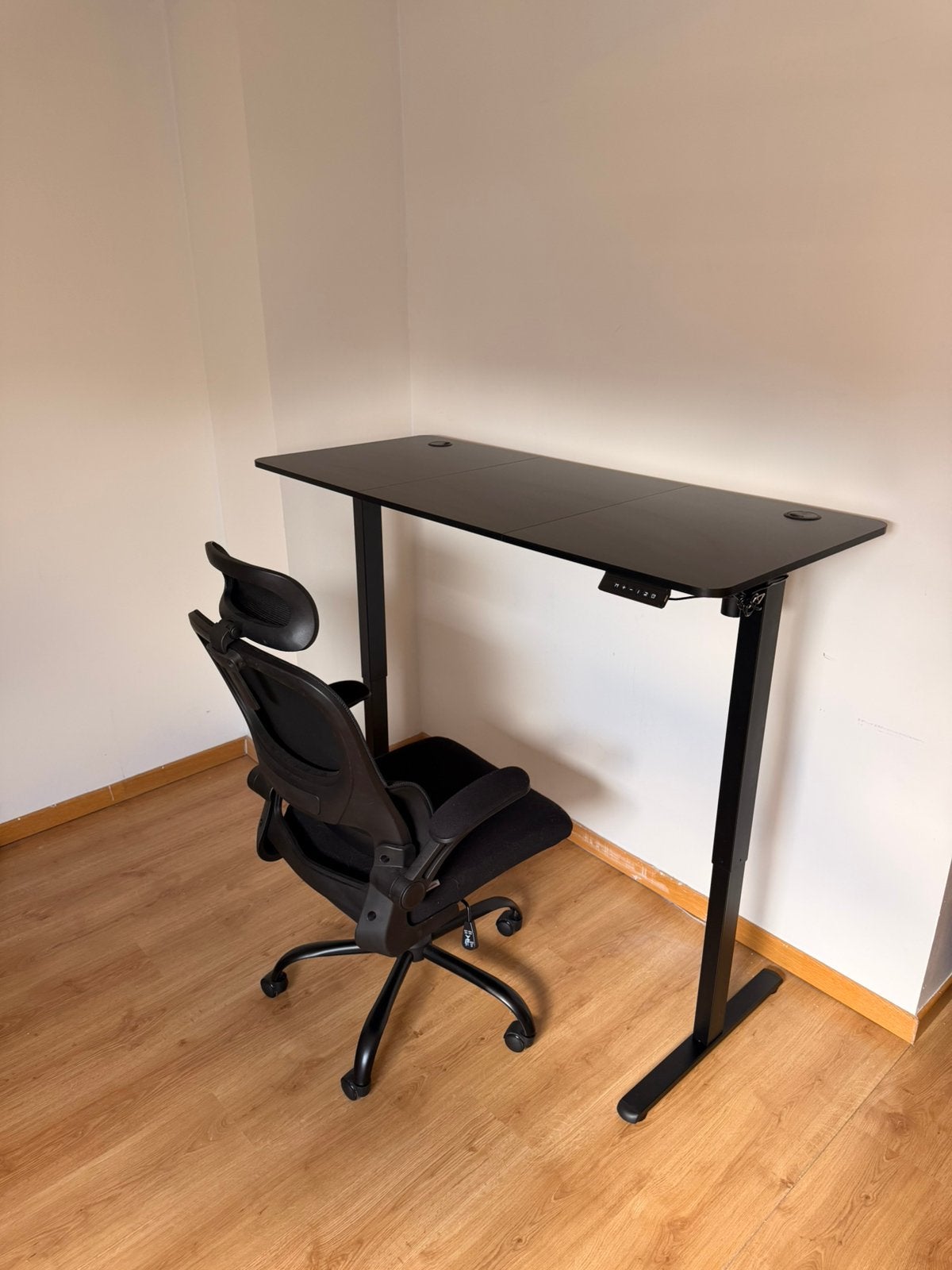 Bureau Assis Debout Électrique Noir et Chaise de bureau, Maison & Meubles, Bureaux, Comme neuf, Noir, Électrique, Enlèvement