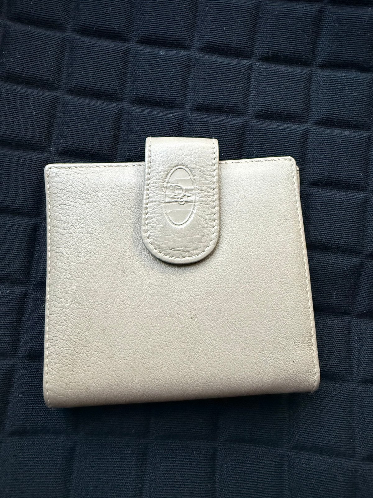 Authentique portefeuille Christian Dior taupe vintage, Enlèvement ou Envoi, Comme neuf, Cuir