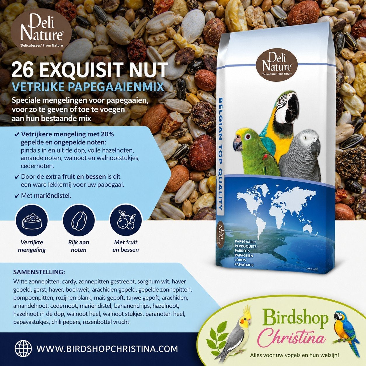 Deli Nature 26 Noix exquises 1 kg - Fruits et noix - Perroqu, Animaux & Accessoires, Nourriture pour Animaux, Oiseau, Enlèvement