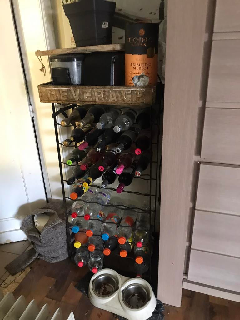 Groot wijnrek, Huis en Inrichting, Woonaccessoires | Wijnrekken, Gebruikt, Ophalen of Verzenden, 25 flessen of meer, Metaal
