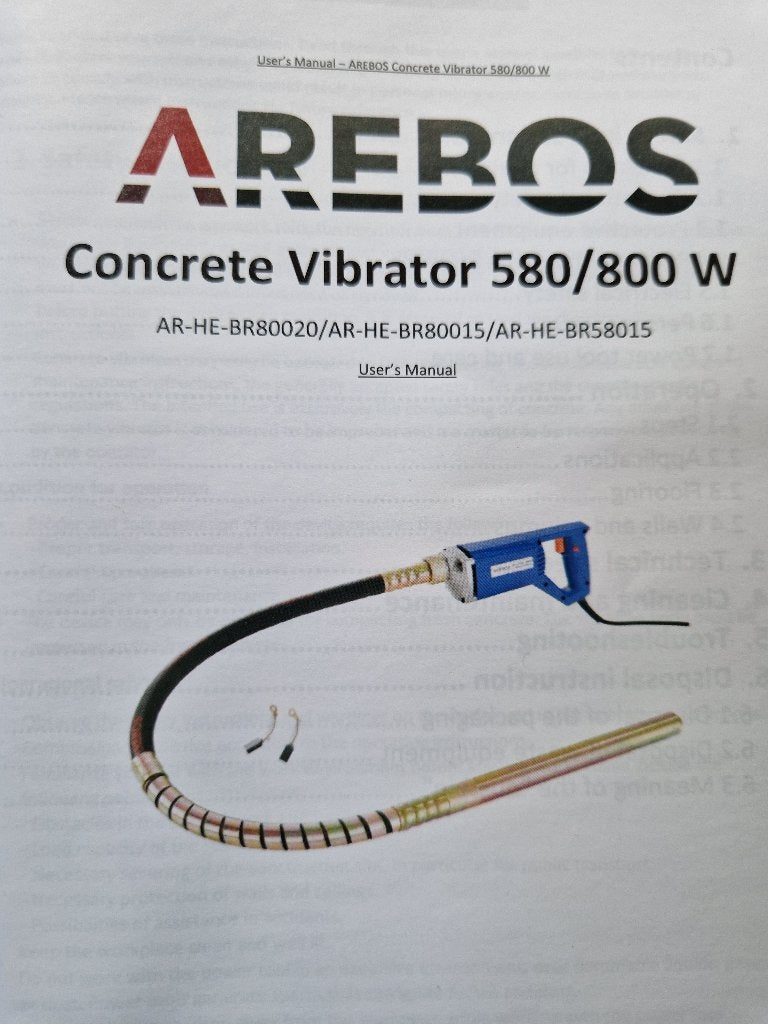 Beton trilstaaf / trilnaald Arebos 1,5 m 800 W, Bricolage & Construction, Enlèvement, Comme neuf
