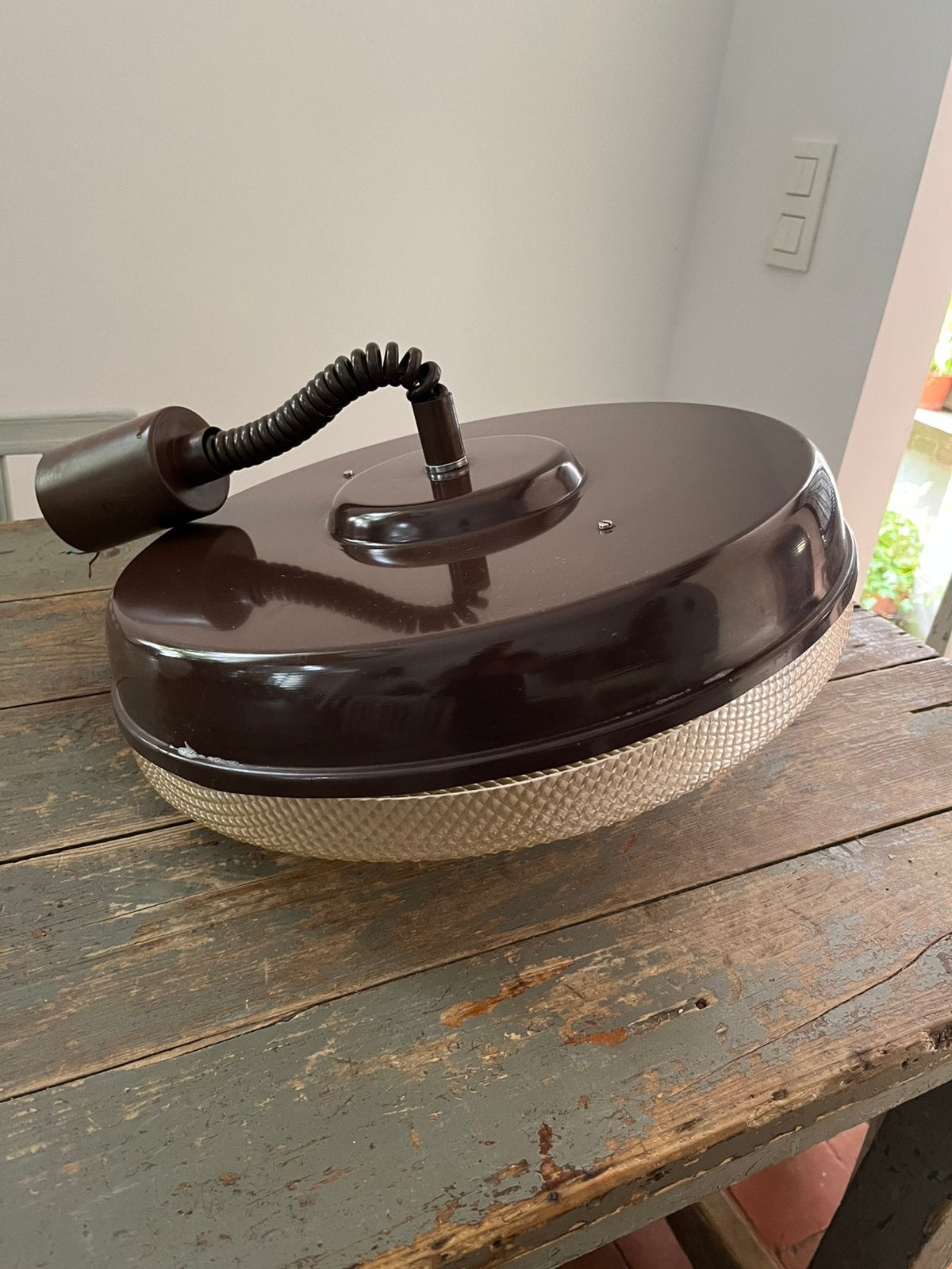 VINTAGE RETRO HANGLAMP TREKPENDEL GROOT METAAL JAREN 70, Enlèvement ou Envoi