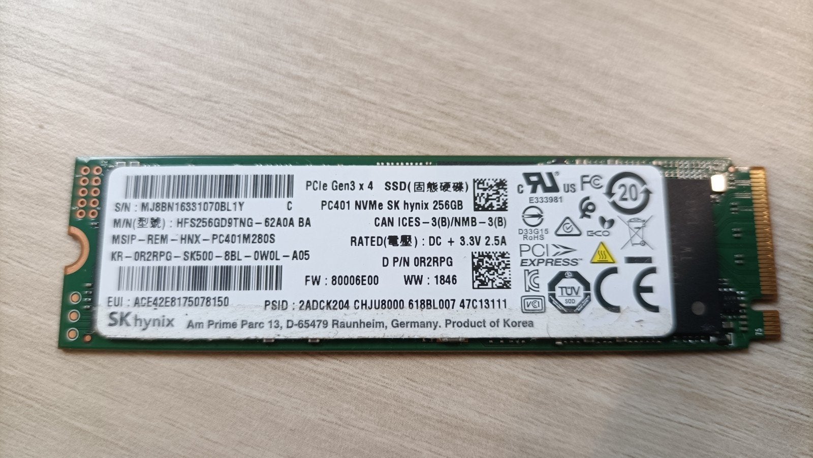 256 GB SSD SKhynix (nieuwstaat), Computers en Software, Harde schijven, Ophalen of Verzenden, SSD