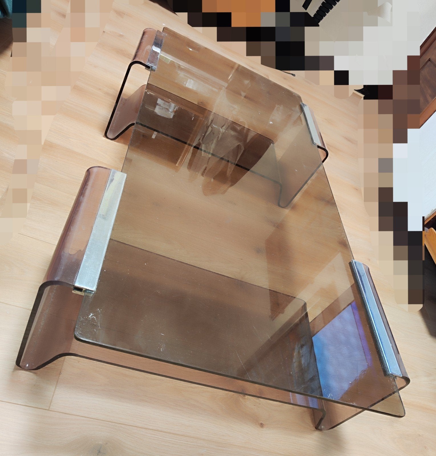 table basse vintage Michel Dumas 1970, 100 à 150 cm, Vintage années 1970, Verre, Enlèvement