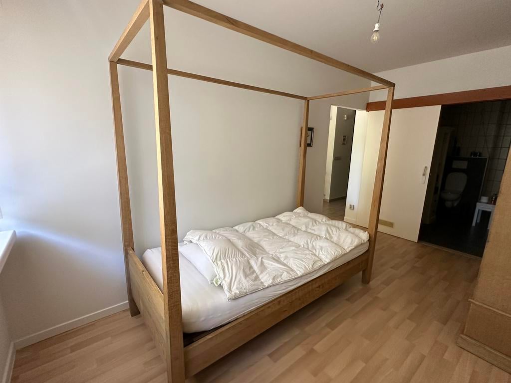 Flamant eenpersoonsbed eik met latoflex, Huis en Inrichting, Slaapkamer | Bedden, Zo goed als nieuw, Ophalen