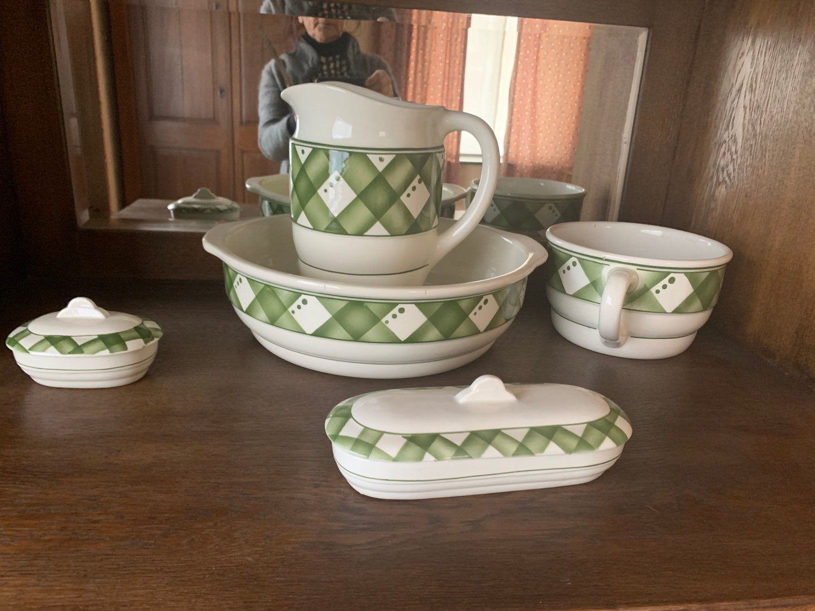 Retro lampet stel oude badkamer compleet puntgaaf, Antiek en Kunst, Antiek | Keramiek en Aardewerk, Ophalen of Verzenden