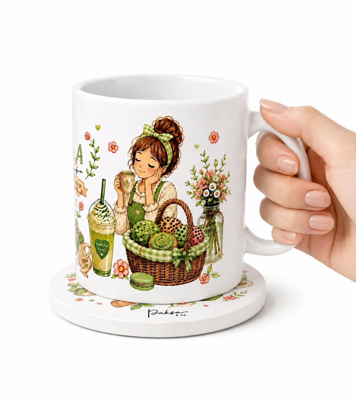 Keramische Koffiemok 330ml met Onderzetter, Verzenden, Zo goed als nieuw